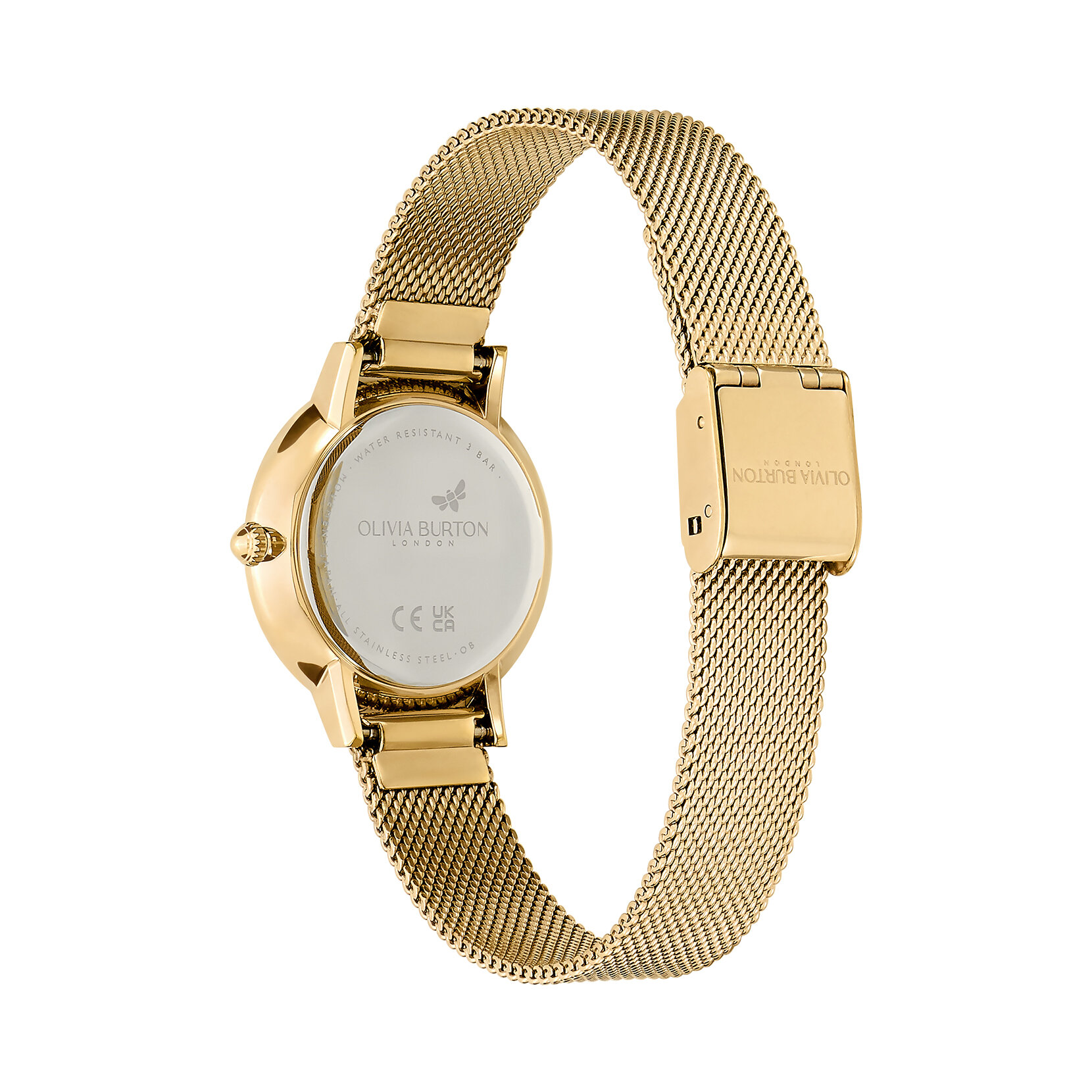 28mm Floral Ultra Slim Gold Mesh Watch