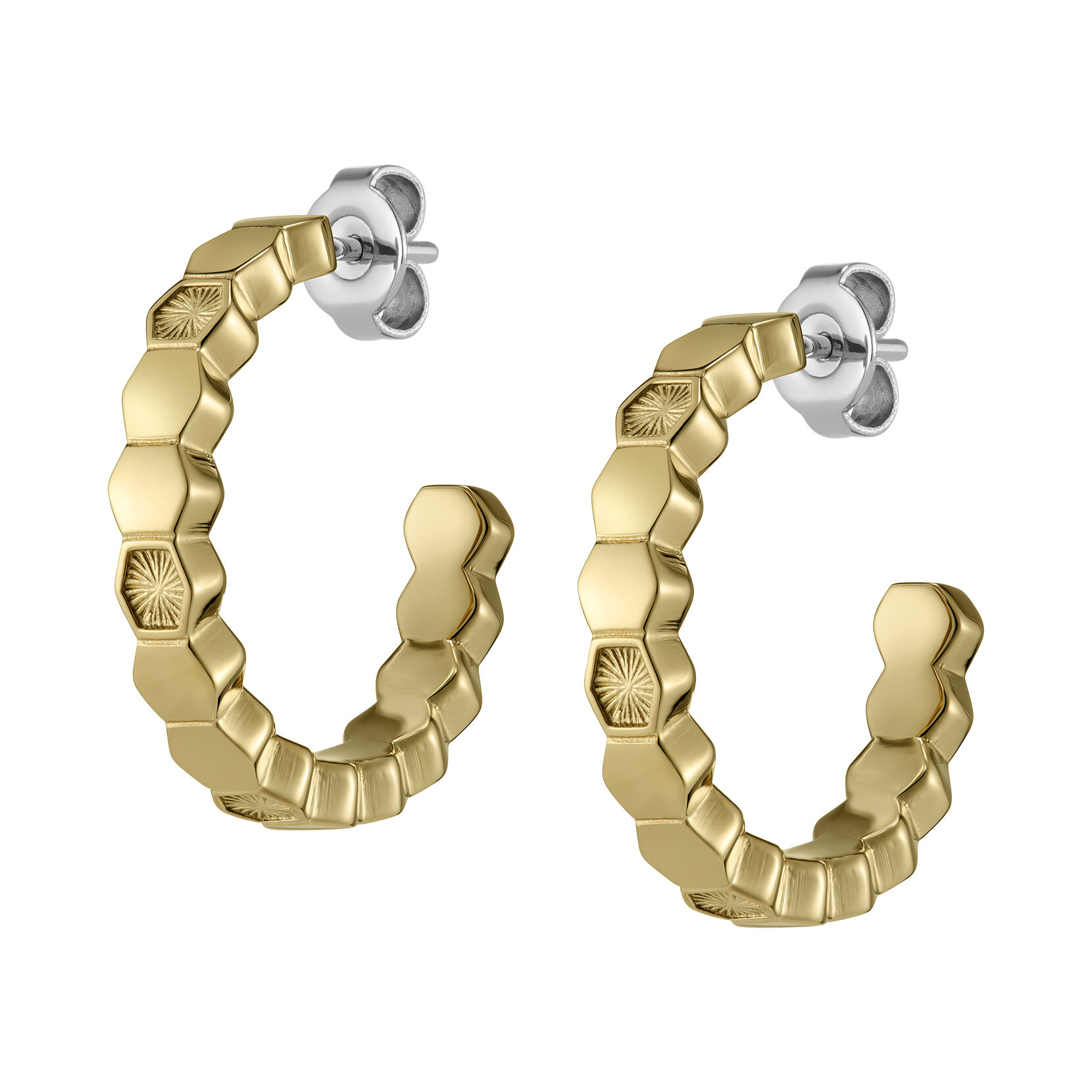 Boucles d'oreilles Créoles Petite Honeycomb Plaqué Or