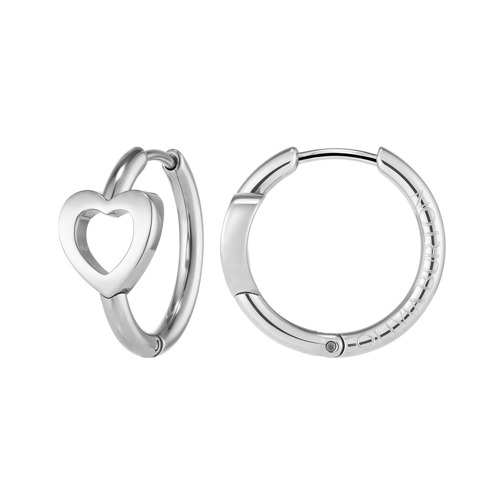 Kindred Interlink Heart Silver Tone Hoop Earrings