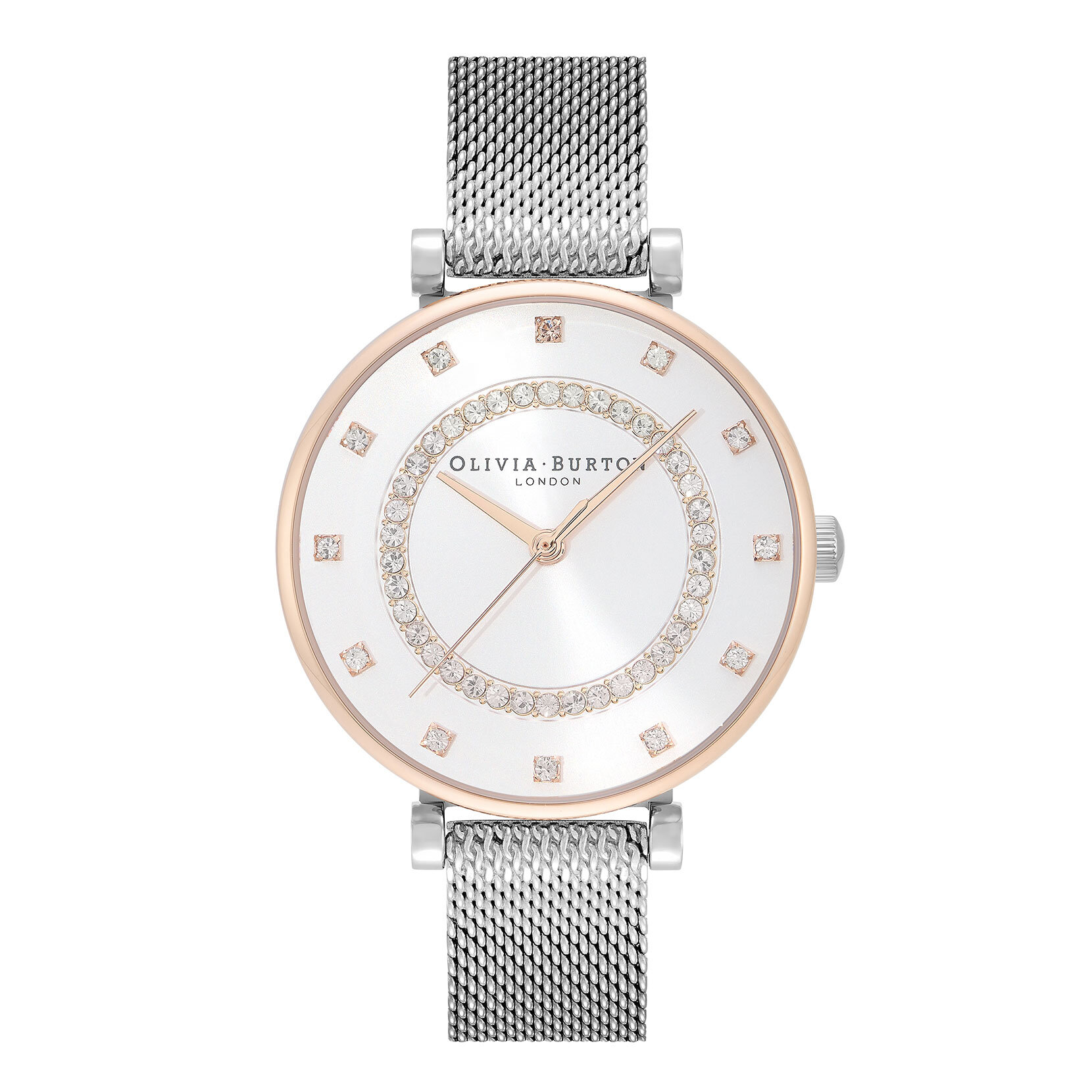 Montre Belgrave Tbar blanc à bracelet milanais bicolore 32 mm