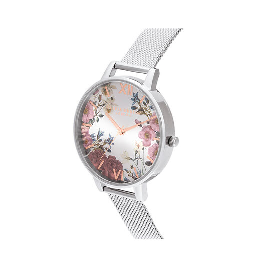 British Blooms Silver Mesh Watch