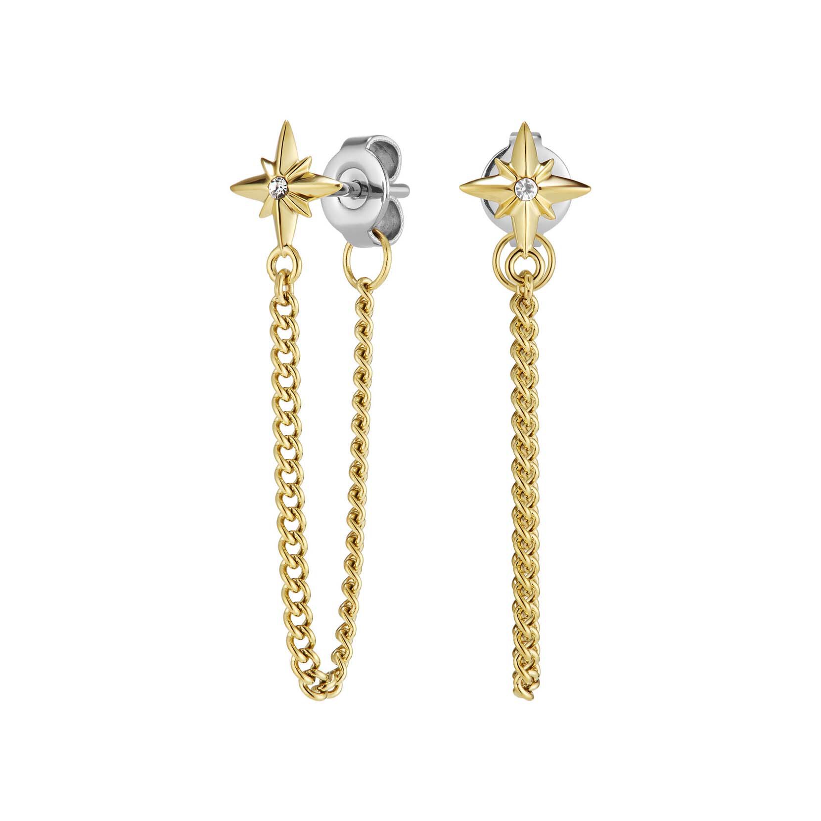 Boucles d'Oreilles Chaîne North Star Plaqué Or