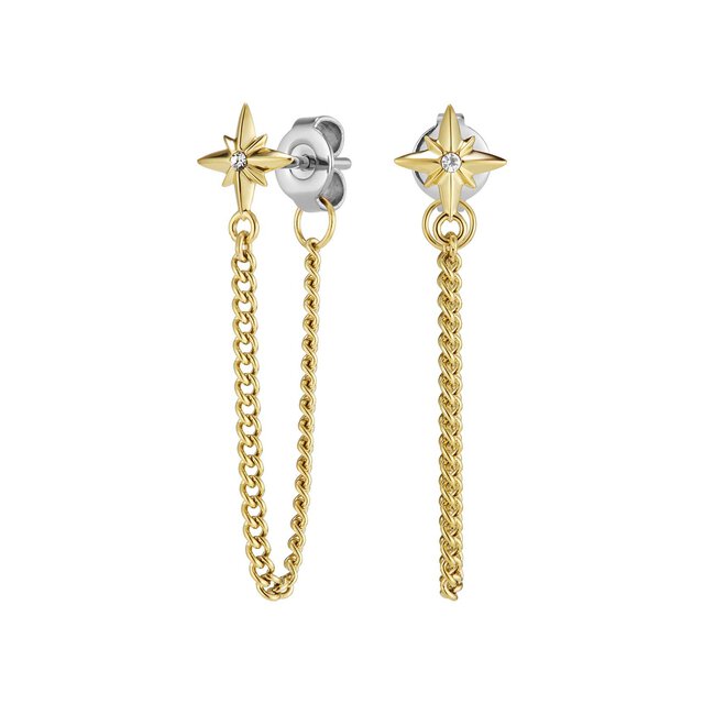 Boucles d'Oreilles Chaîne North Star Plaqué Or