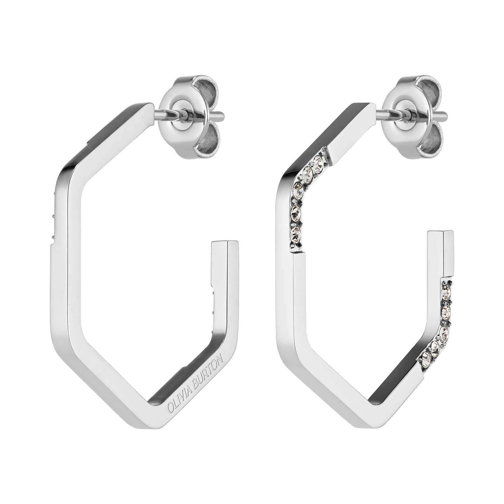 Boucles d'Oreilles Cr&eacute;oles Crystal Honeycomb Argent