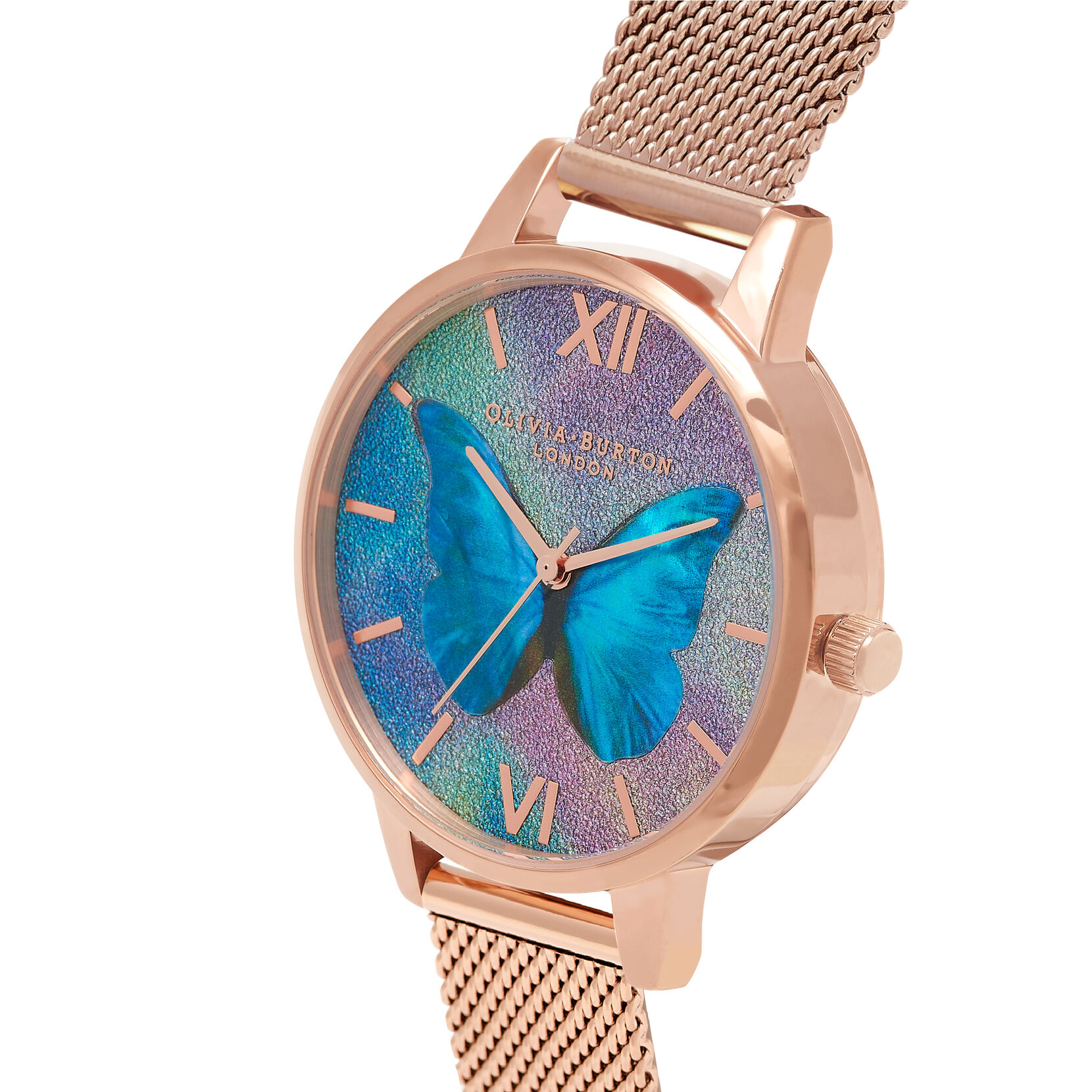 34mm Multicoloured & Rose Gold Mesh Watch