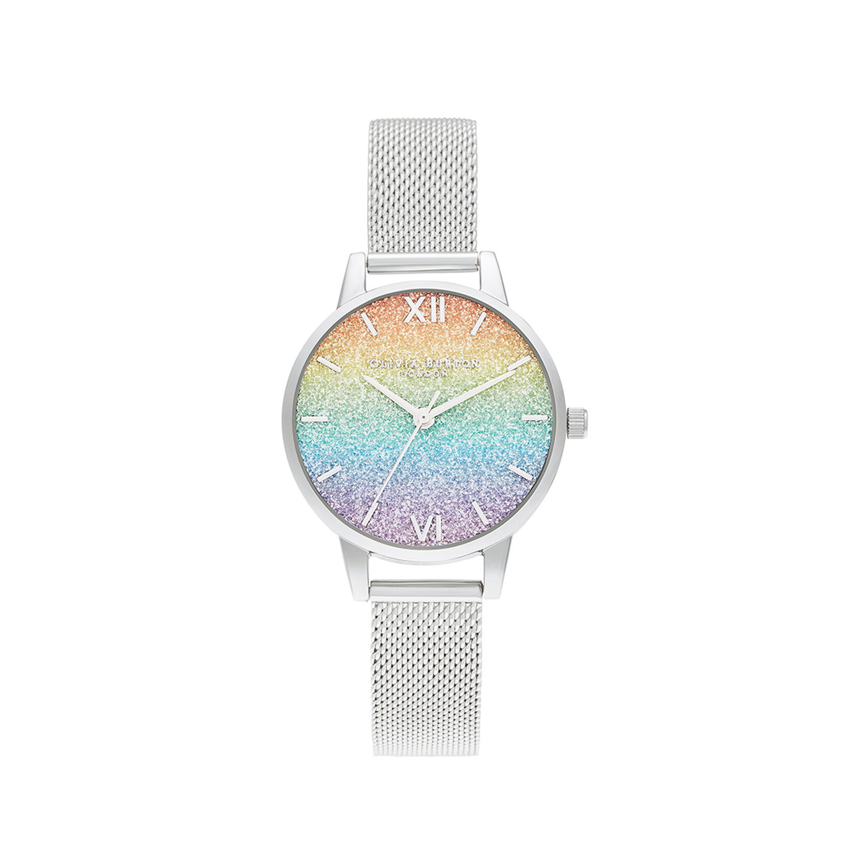 30mm Rainbow & Silver Mesh Watch