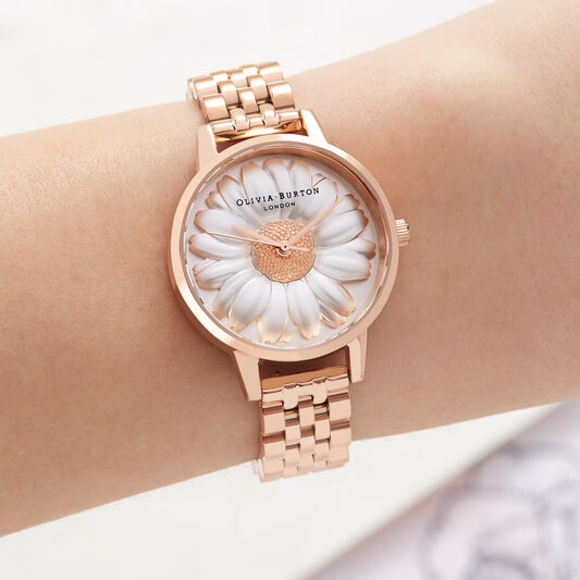 3D Daisy Rose Gold Bracelet Watch