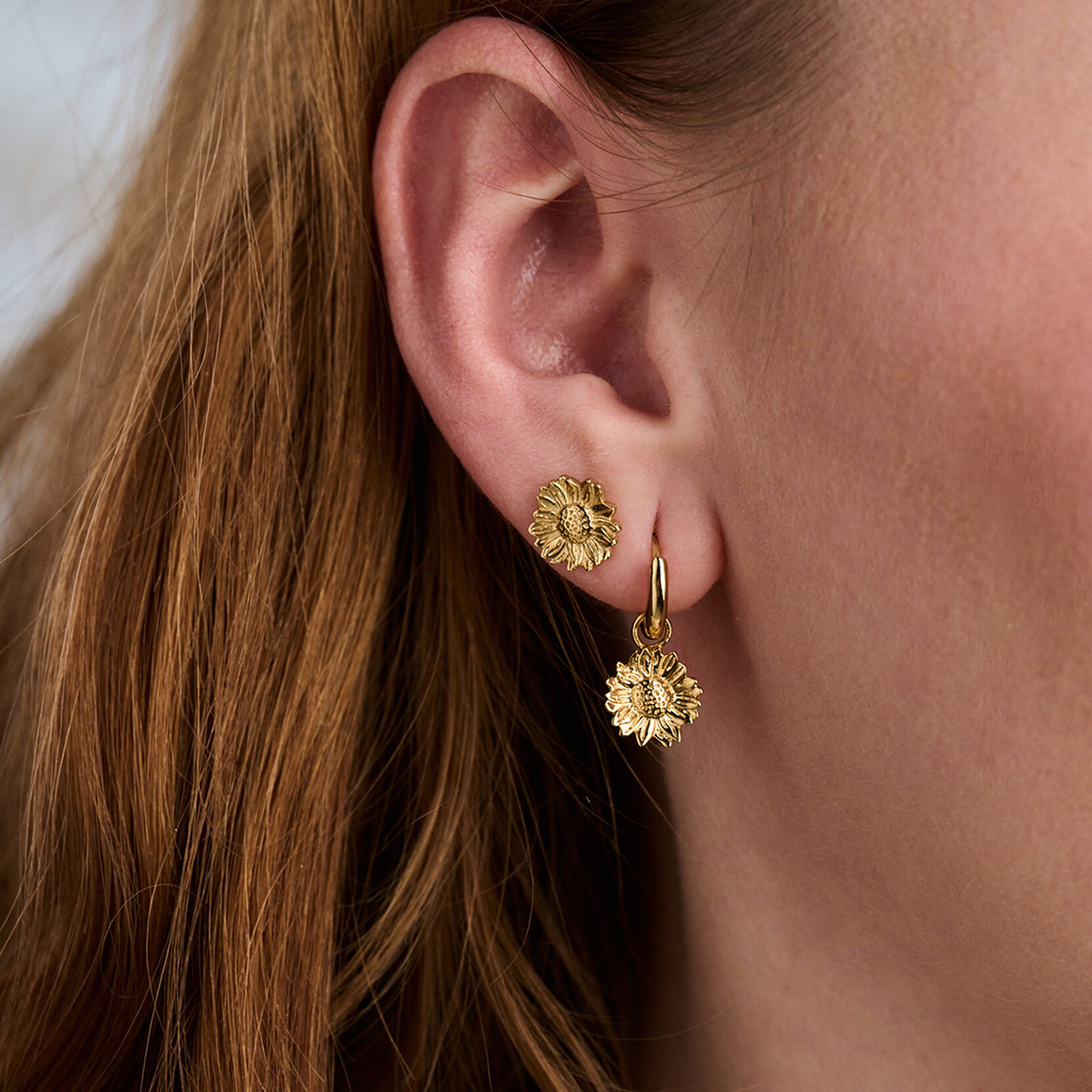 Clous d’oreilles Sunflower or