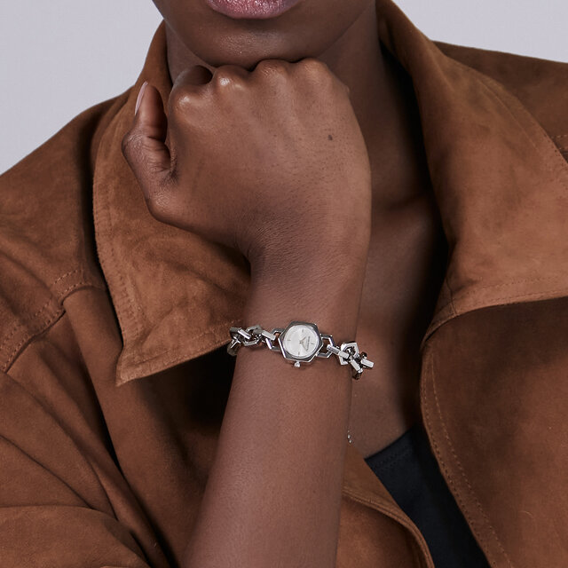 20mm Hex Link Mini Silver Bracelet Watch