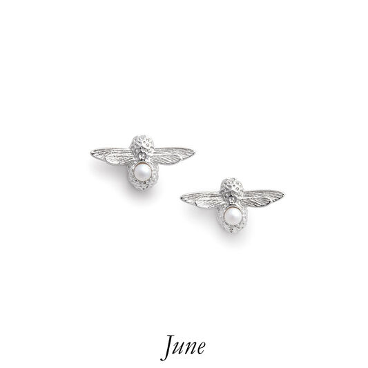 Celebration Silver & Pearl Bee Studs