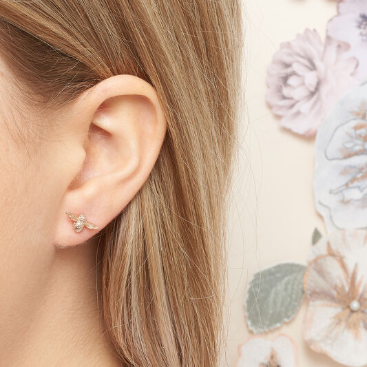 3D Bee Rose Gold Studs