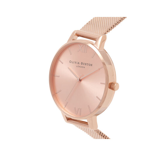 Rose Gold Sunray Mesh Watch