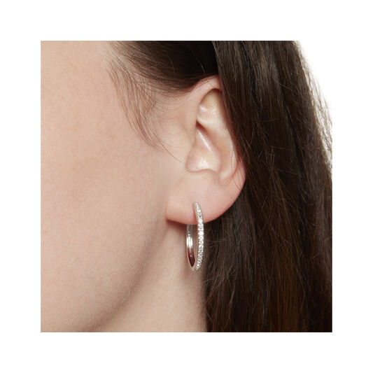 Cubic Zirconia & Silver Hoop Earrings