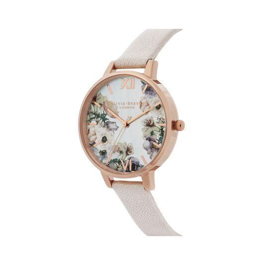 Watercolour Florals Nude & Rose Gold Watch