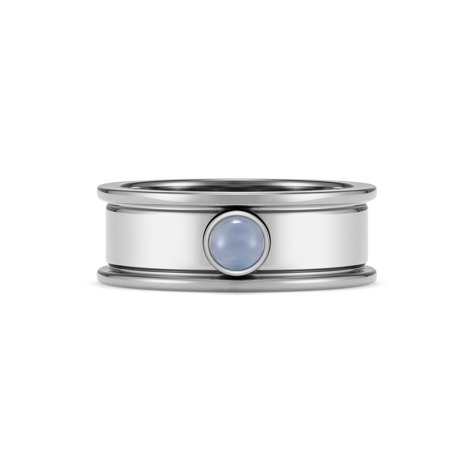Bague L Pierre Précieuse Agate Violet Cabochon Argent