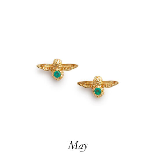 Celebration Gold & Green Agate Bee Studs