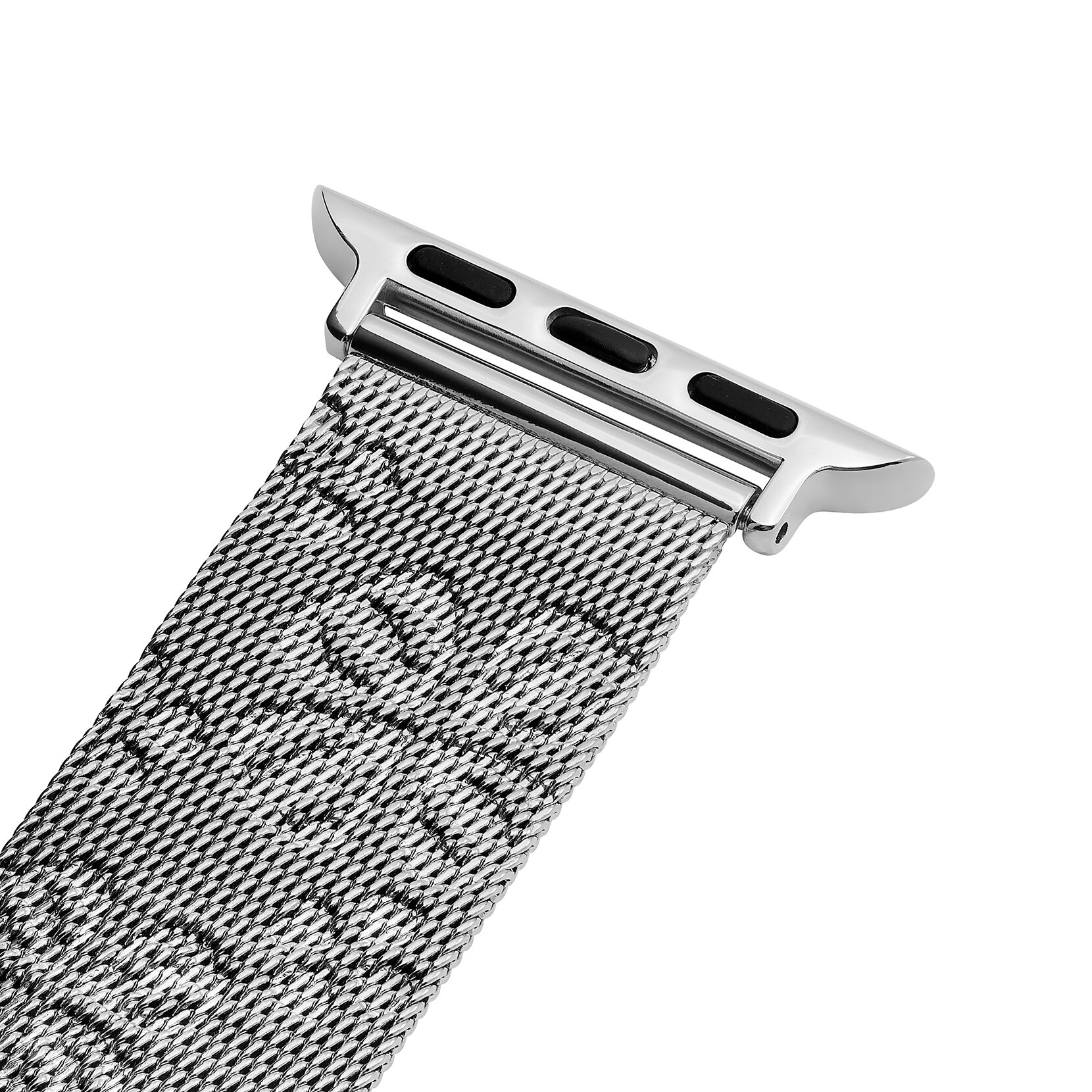 Silver with Floral Debossed Detail Mesh Strap