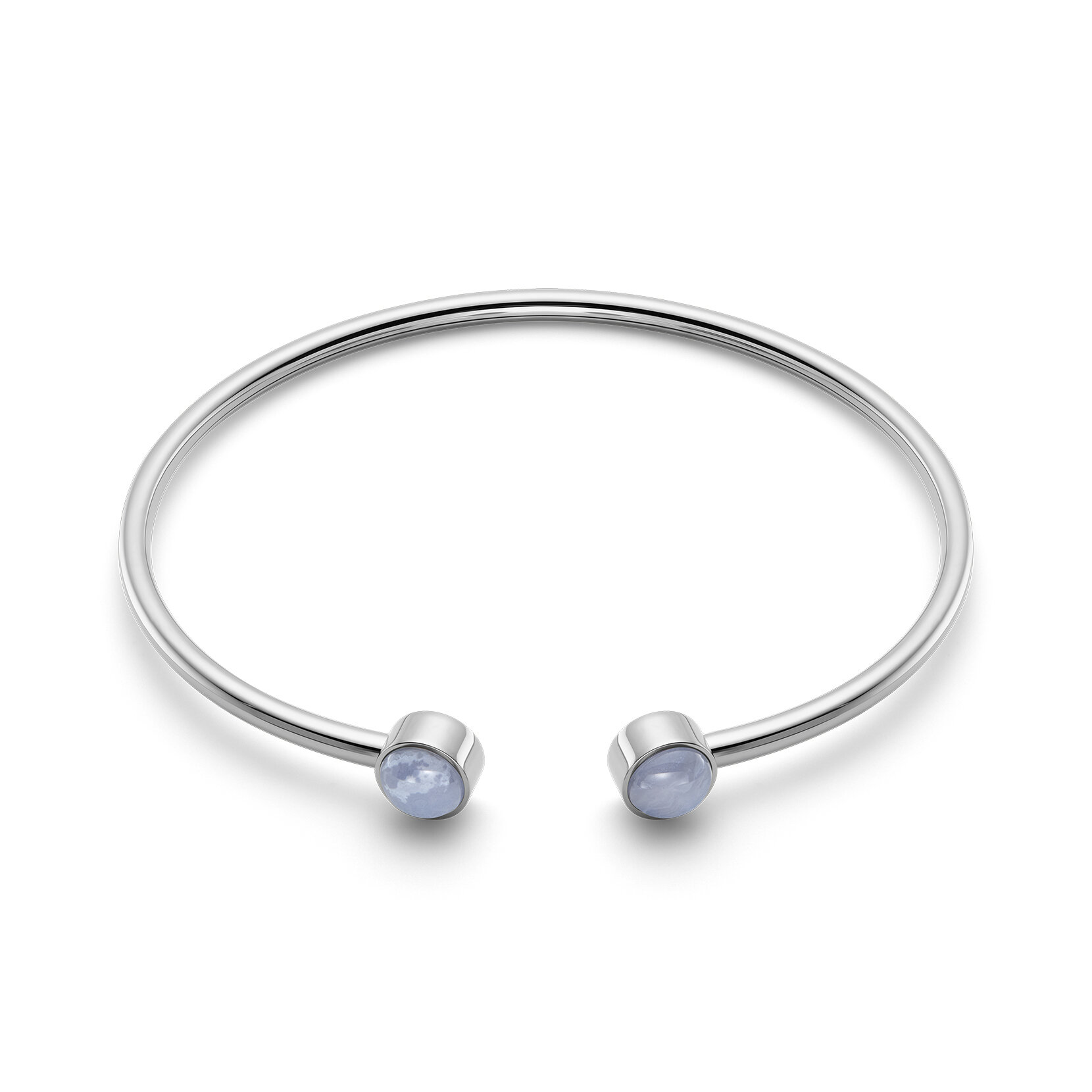 Purple Agate Cabochon Silver Tone Bangle