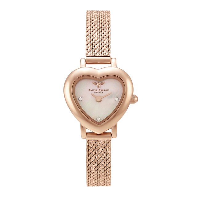 Montre Meant to Bee Heart à cadran Mini nacre et bracelet milanais or rose