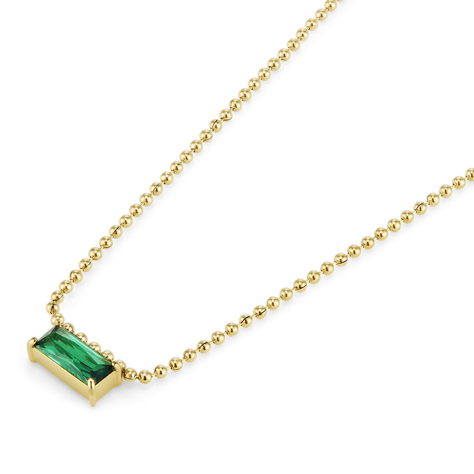 Green Baguette Crystal Gold Plated Necklace