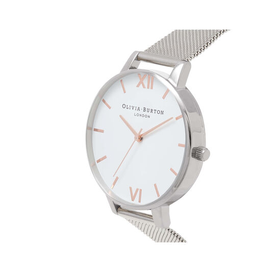 White Dial Silver Mesh Watch
