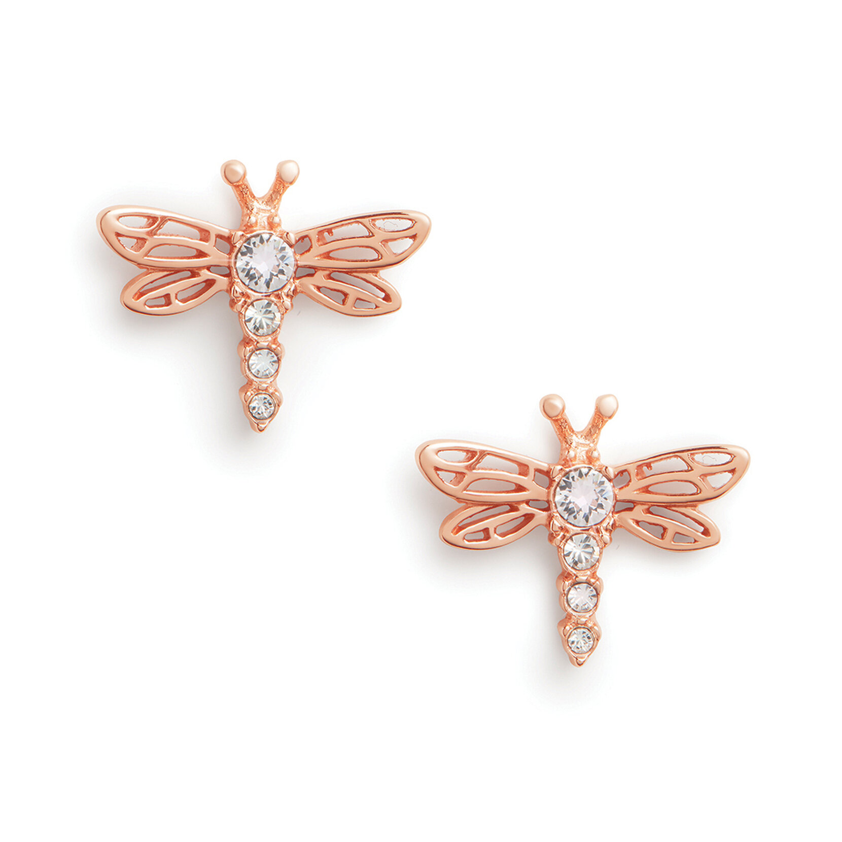Clous d’oreilles Dancing Dragonfly or rose