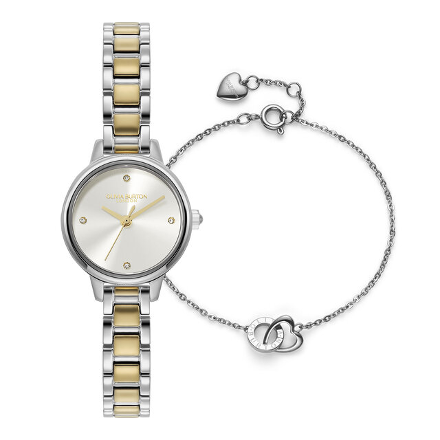 Coffret Cadeau Montre Mini Blanc & Bracelet Bicolore 23mm avec Bracelet Kindred Interlink