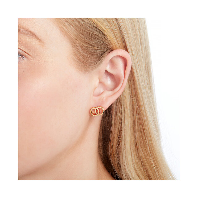 Gold Interlink Stud Earrings