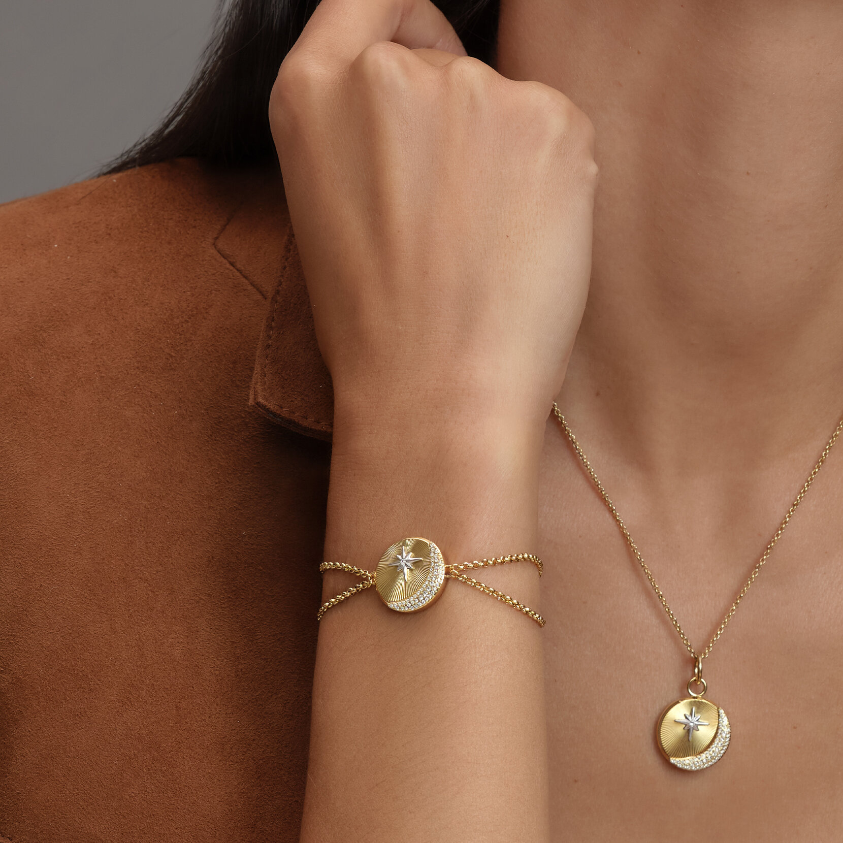 Bracelet Celestial Star and Moon Plaqué Or