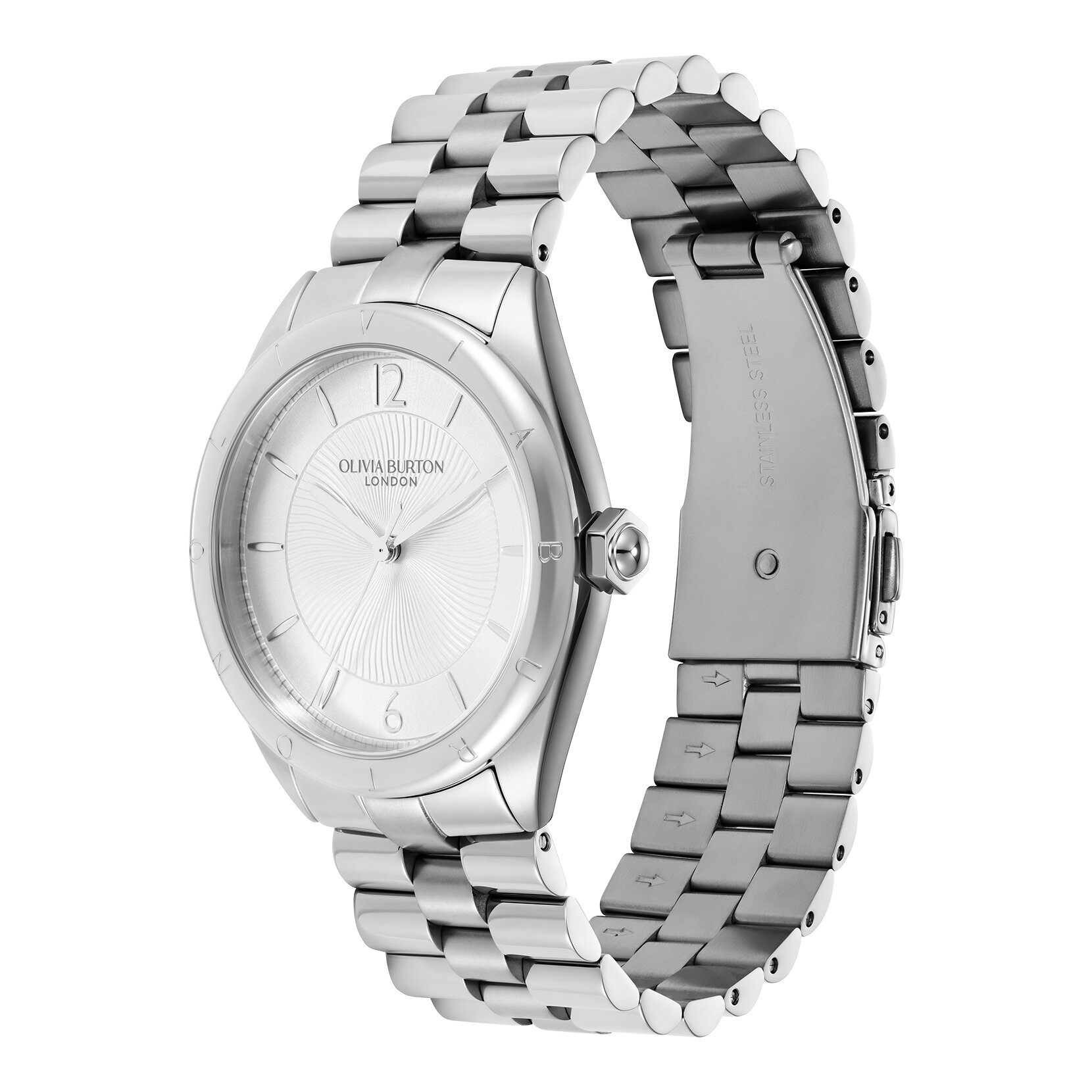 36mm Swirled Silver Bracelet Watch