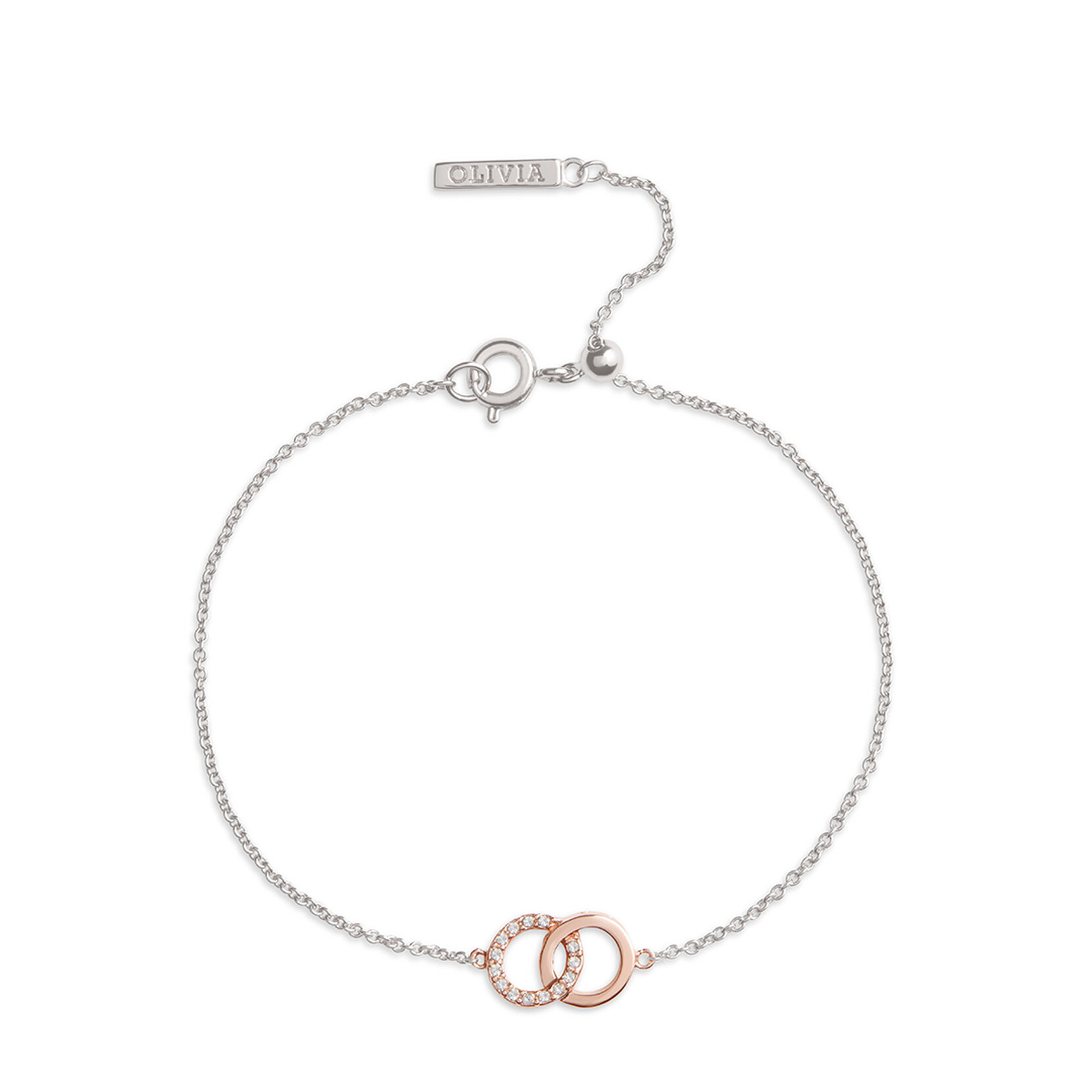 Bejewelled Interlink Chain Bracelet Rose Gold & Silver