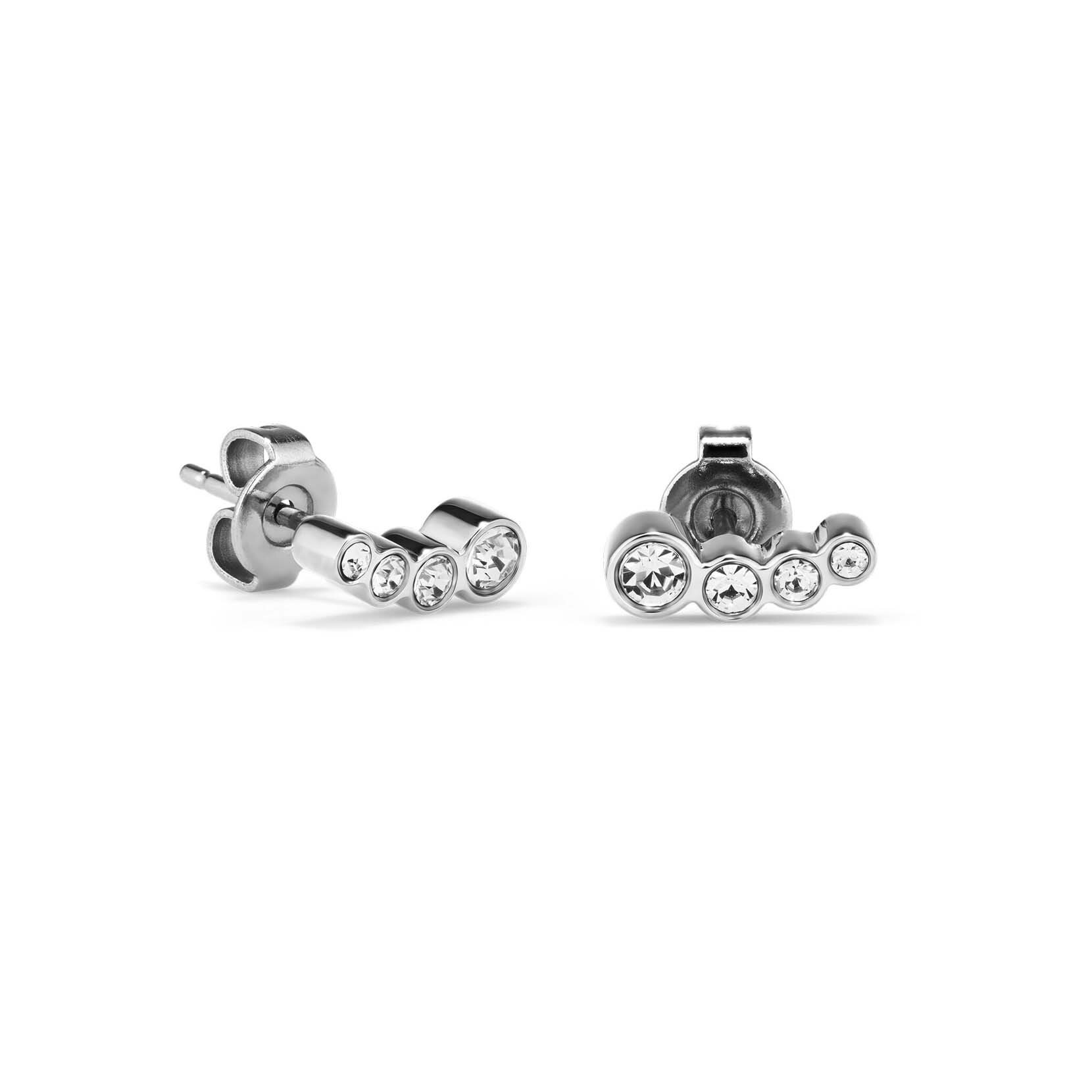 Crystal Silver Tone Stud Earrings