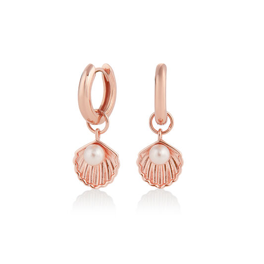 Under The Sea Huggie Hoops Pearl & Rose Gold