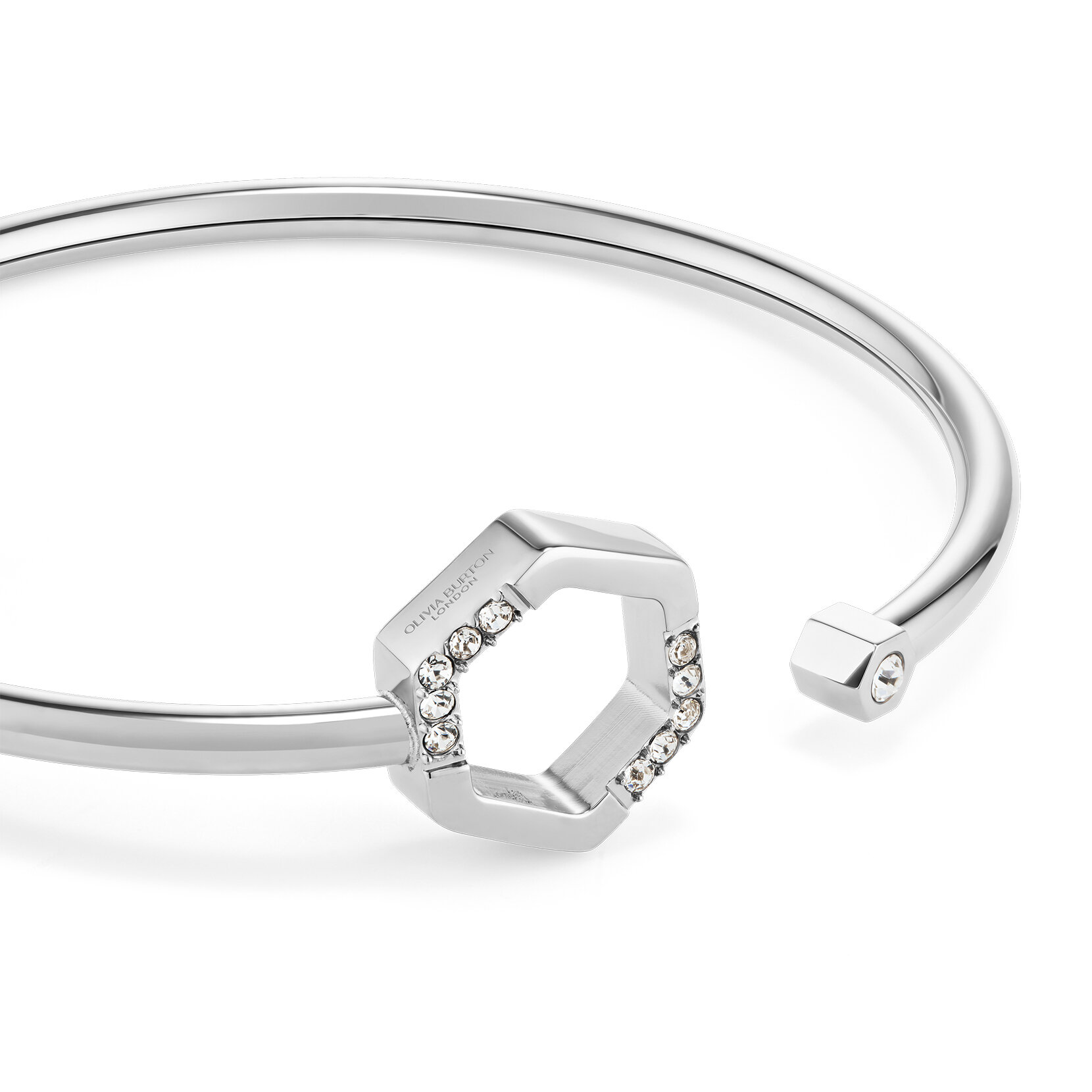 Bracelet Jonc Crystal Honeycomb Argent