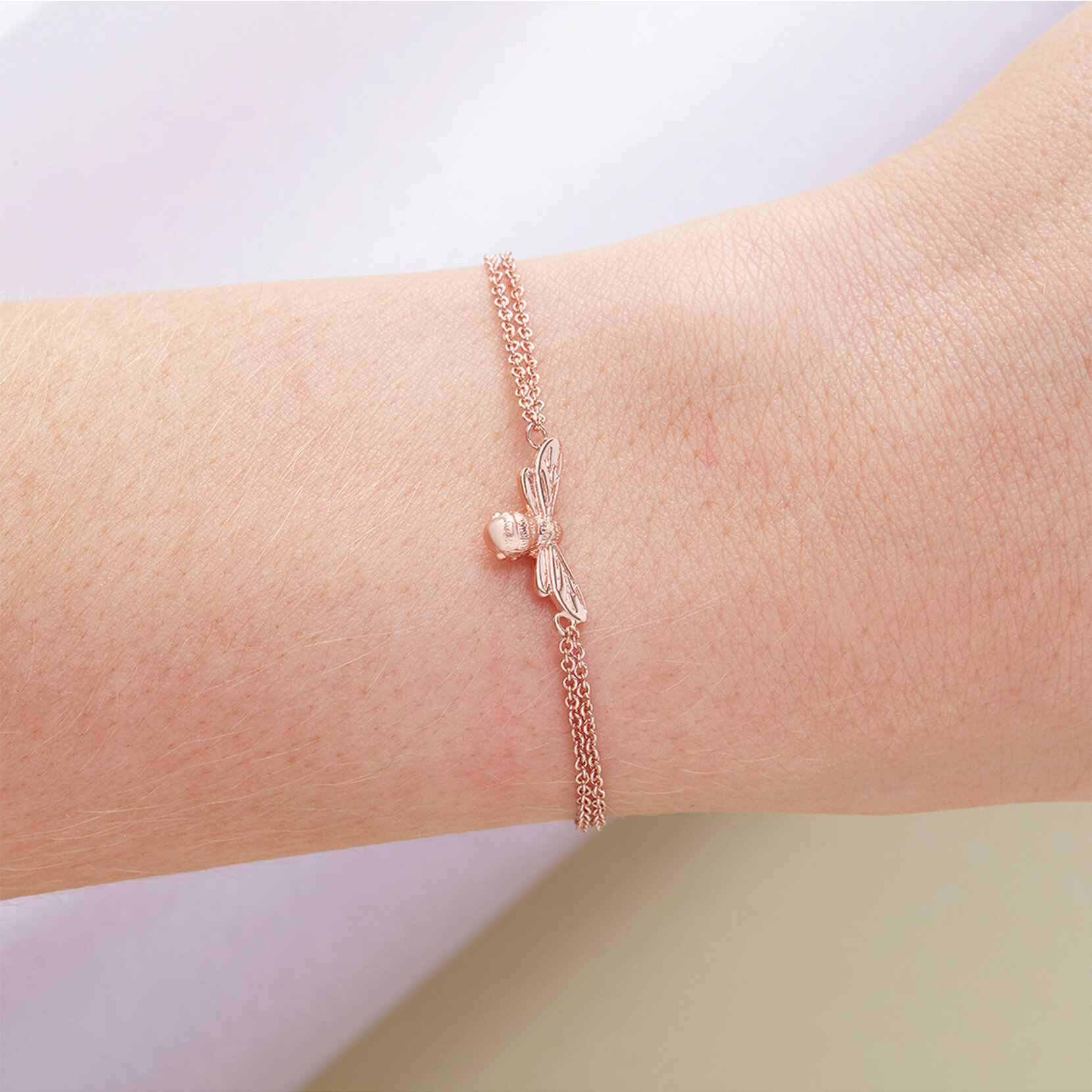 Bracelet chaîne Lucky Bee or rose