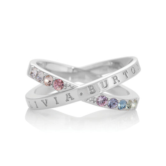 Bejewelled Classics Rainbow Interlink Ring Silver Olivia Burton London