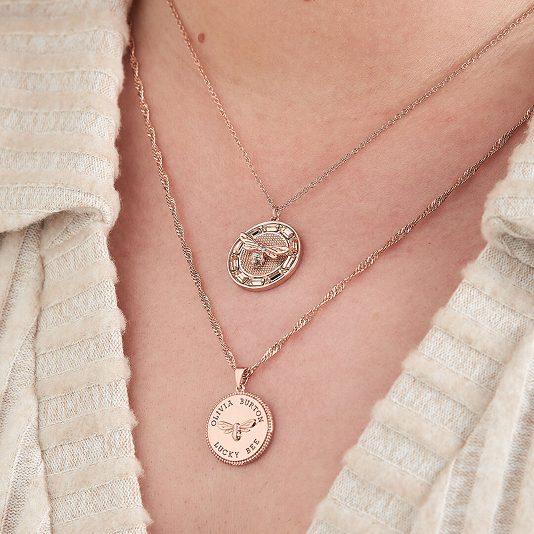 Olivia Burton Coin & Bow Necklace - Rose Gold