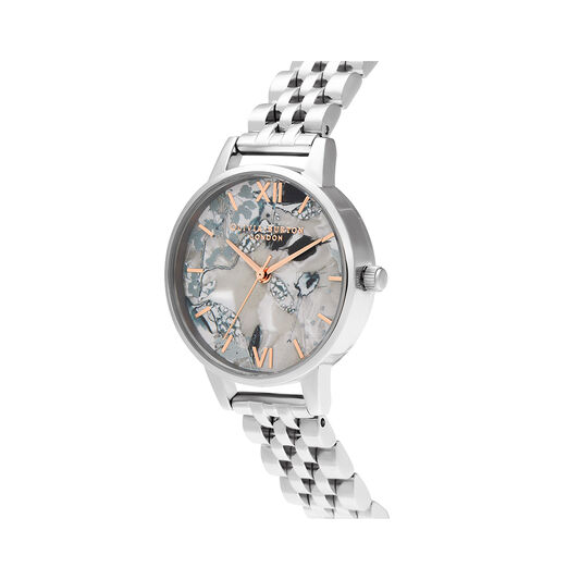 Abstract Florals Silver Bracelet Watch