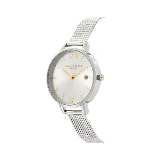 Sunray Silver & Gold Boucle Mesh Watch