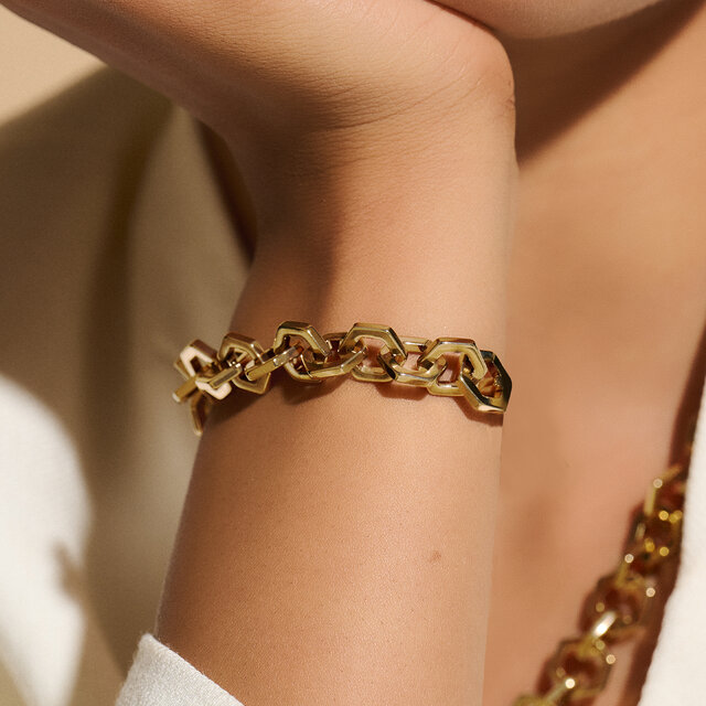Honeycomb Gold Link Bracelet