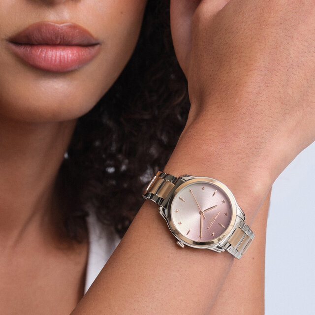 Montre-bracelet Colourwave rose poudr&eacute; d&eacute;grad&eacute; et bicolore 36 mm