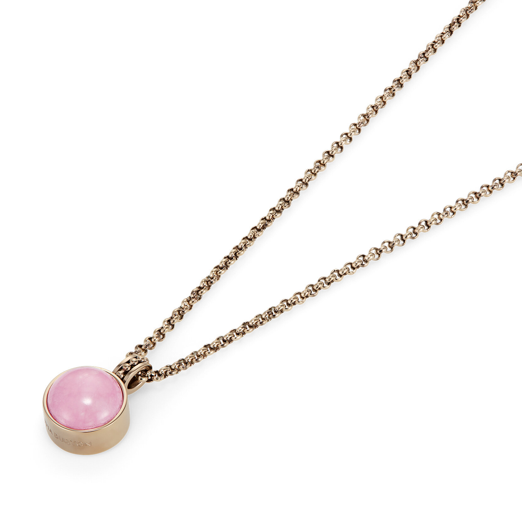 Rose Quartz Cabochon Rose Gold Plated Gemstone Necklace