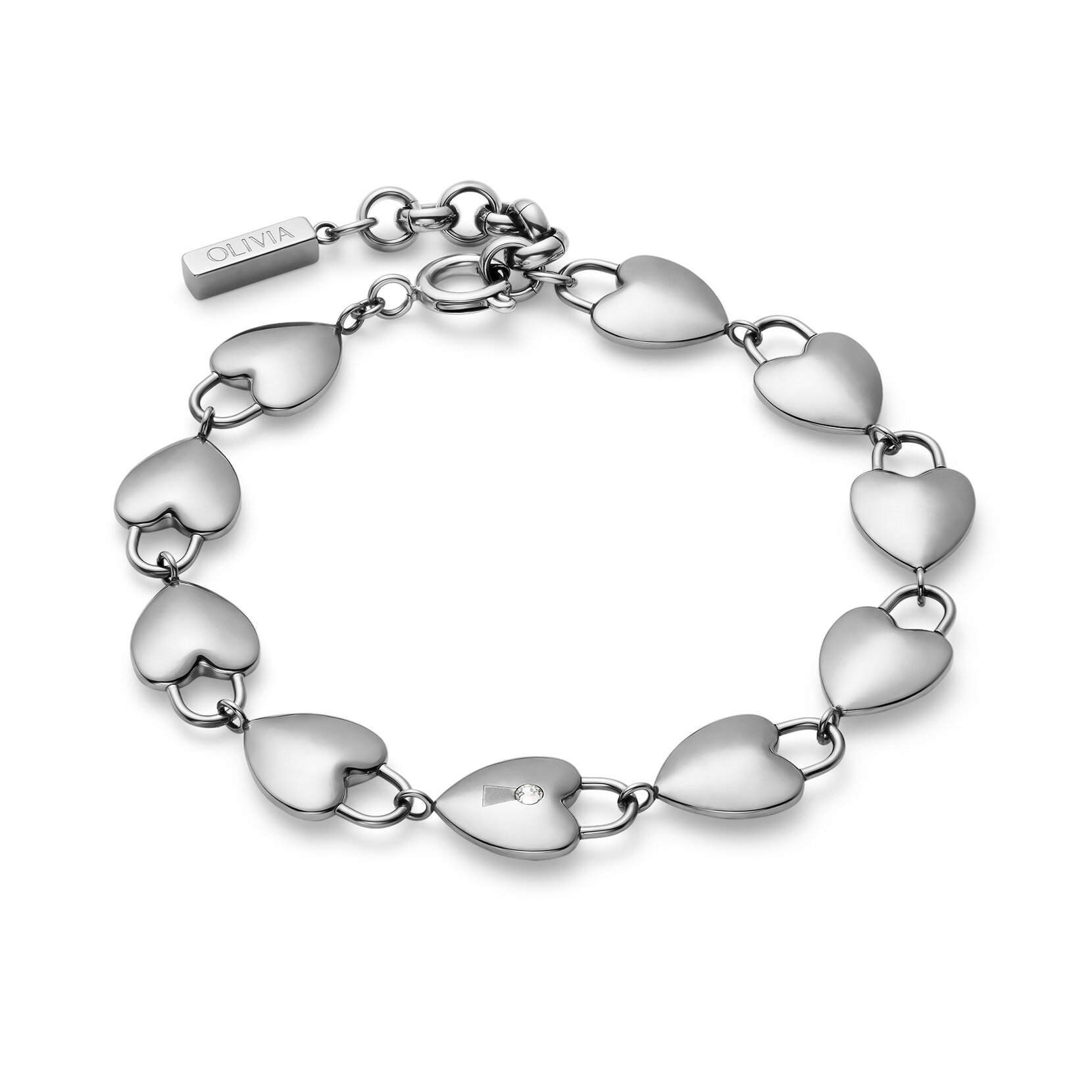 Locked Heart Silver Tone Bracelet