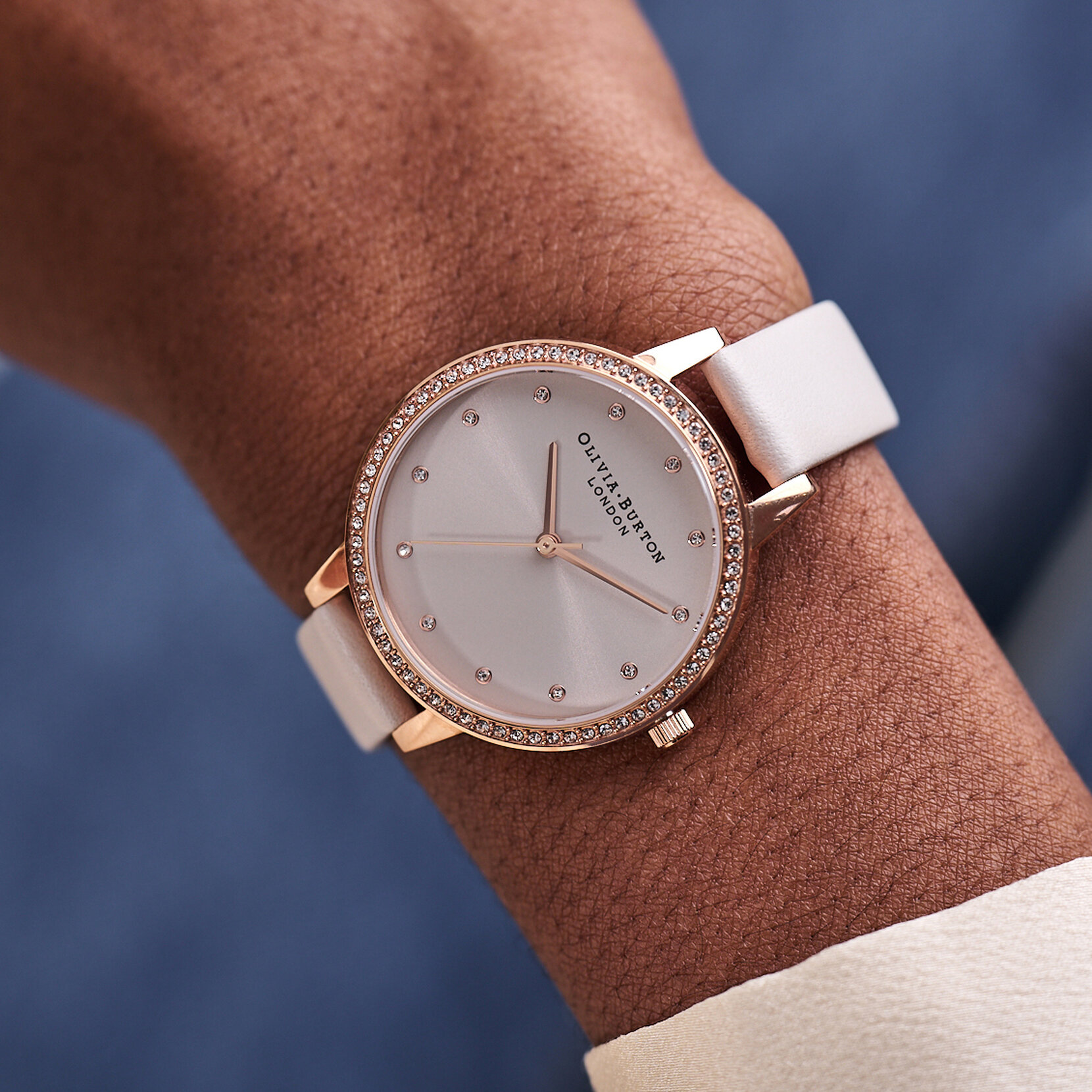 34mm Rose Gold & Blush Leather Strap Watch