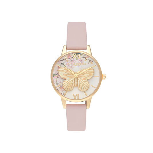 Pretty Blossom 3D Butterfly Vegan Rose & Gold Watch