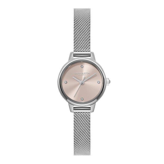 Montre Mini Rose Primrose & Bracelet Milanais Argenté 23mm