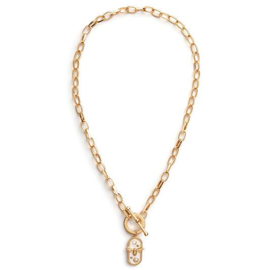 Lucky Bee White Enamel Bee Chain Necklace Gold