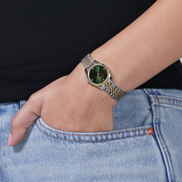 25mm Highbury Forest Green & Two Tone Bracelet Watch