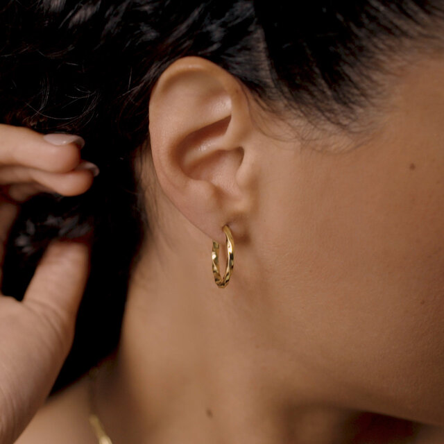 Square Twisted Rope Gold Plated Hoop Earrings