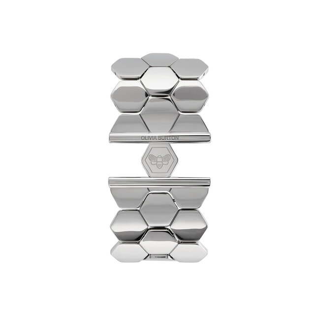 Honeycomb Silver Tone Cuff Bracelet